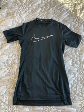 Nike pro Black Athletic Dri-FIT Tee with White Swoosh